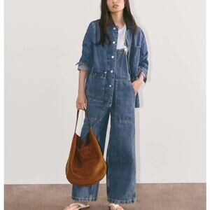 Everlane Gardener Wide Leg Denim Overall Size S Medium Indigo Utility Workwear